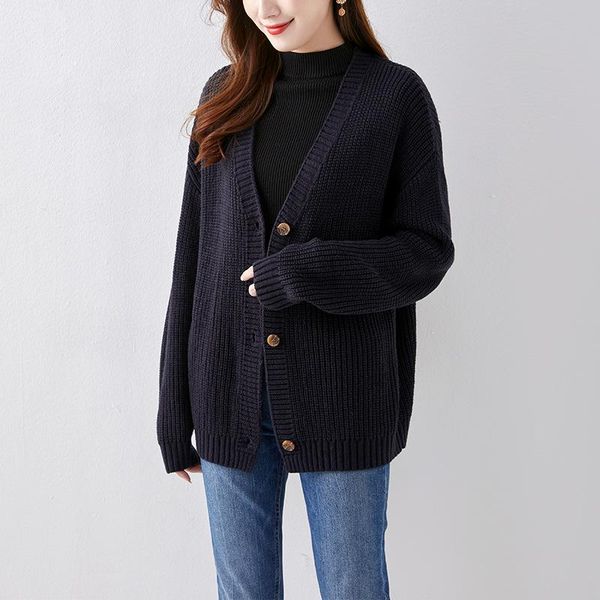 women's knits & tees korean 2021 autumn winter elegant women sweater cardigan lazy style fashion casual long sleeve female kintted soil, White